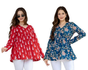 Arvagam Casual Regular Sleeves Floral Print Women Red Top