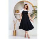 Stylish Black Dungaree Dress for Women with Inner Top