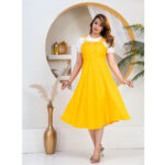 Stylish Yellow Dungaree Dress for Women with Inner Top
