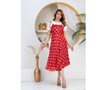 Red Inner Top Printed Dungaree Set Stylish Layered Casual Outfit