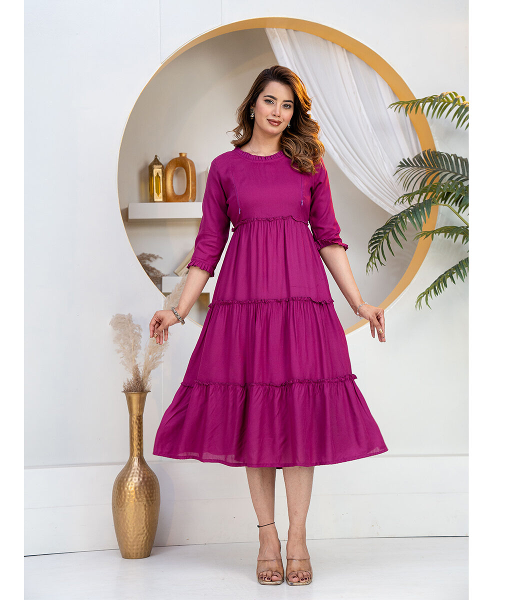 Elegant and Comfortable Solid Purple Maternity Dress