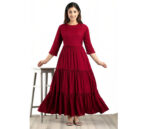 Solid Red Maternity Comfortable Dress