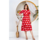 Elegant Comfort and Soft Lightweight Red Floral Dress