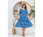 Stylish Blue Printed Western Dress