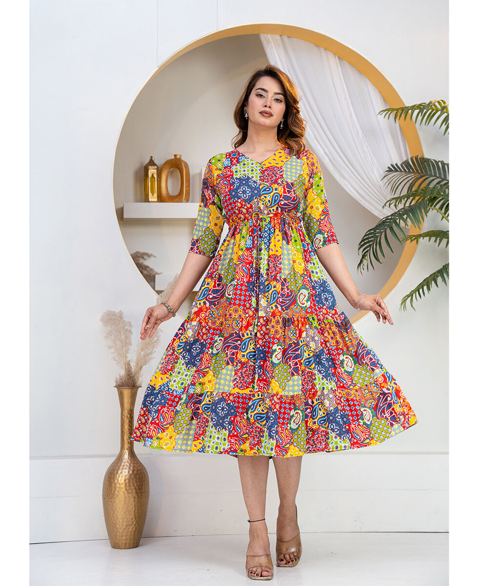 Beautiful Stylish Multicolor Dress for Party Wear